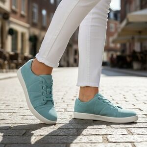 Vionic Teal Suede Lace Up Sneakers Women Size 7.5 Casual Comfort Orthotic Shoes